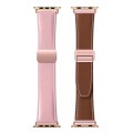 For Apple Watch SE 2022 44mm DUX DUCIS YA Series Magnetic Buckle Genuine Leather Watch Band(Pink)