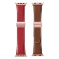 For Apple Watch Series 7 41mm DUX DUCIS YA Series Magnetic Buckle Genuine Leather Watch Band(Red)
