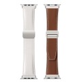 For Apple Watch SE 44mm DUX DUCIS YA Series Magnetic Buckle Genuine Leather Watch Band(White)