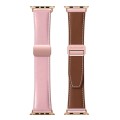 For Apple Watch Series 4 44mm DUX DUCIS YA Series Magnetic Buckle Genuine Leather Watch Band(Pink)