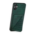 For Samsung Galaxy A05 Denior Imitation Crocodile Leather Back Phone Case with Holder(Green)