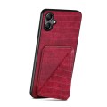 For Samsung Galaxy A05 Denior Imitation Crocodile Leather Back Phone Case with Holder(Rose Red)