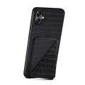 For Samsung Galaxy A14 4G/5G Denior Imitation Crocodile Leather Back Phone Case with Holder(Black)