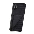 For Samsung Galaxy A20s Denior Imitation Crocodile Leather Back Phone Case with Holder(Black)