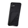 For Samsung Galaxy S21 FE 5G Denior Imitation Crocodile Leather Back Phone Case with Holder(Black)