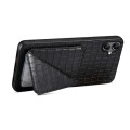 For Samsung Galaxy S21 FE 5G Denior Imitation Crocodile Leather Back Phone Case with Holder(Black)