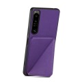 For Sony Xperia 1 IV Denior Imitation Calf Leather Back Phone Case with Holder(Purple)