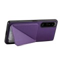 For Sony Xperia 1 V Denior Imitation Calf Leather Back Phone Case with Holder(Purple)