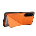 For Sony Xperia 1 V Denior Imitation Calf Leather Back Phone Case with Holder(Orange)