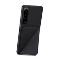 For Sony Xperia 1 V Denior Imitation Calf Leather Back Phone Case with Holder(Black)