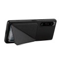 For Sony Xperia 1 V Denior Imitation Calf Leather Back Phone Case with Holder(Black)