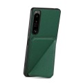 For Sony Xperia 5 III Denior Imitation Calf Leather Back Phone Case with Holder(Green)