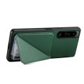 For Sony Xperia 5 III Denior Imitation Calf Leather Back Phone Case with Holder(Green)