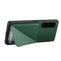 For Sony Xperia 5 IV Denior Imitation Calf Leather Back Phone Case with Holder(Green)