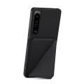 For Sony Xperia 10 IV Denior Imitation Calf Leather Back Phone Case with Holder(Black)