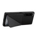 For Sony Xperia 10 V Denior Imitation Calf Leather Back Phone Case with Holder(Black)