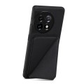 For OnePlus 11 5G Denior Imitation Calf Leather Back Phone Case with Holder(Black)