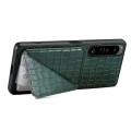 For Sony Xperia 1 V Denior Imitation Crocodile Leather Back Phone Case with Holder(Green)