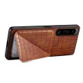 For Sony Xperia 1 V Denior Imitation Crocodile Leather Back Phone Case with Holder(Brown)