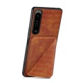 For Sony Xperia 5 IV Denior Imitation Crocodile Leather Back Phone Case with Holder(Brown)