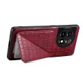 For OnePlus 11 5G Denior Imitation Crocodile Leather Back Phone Case with Holder(Rose Red)