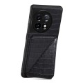 For OnePlus Ace 2 Pro 5G Denior Imitation Crocodile Leather Back Phone Case with Holder(Black)