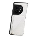 For OnePlus Ace 2 Pro 5G Denior Imitation Crocodile Leather Back Phone Case with Holder(White)