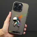 For iPhone 15 Pro Color Ink Frosted PC+TPU Phone Case(Running Astronaut)