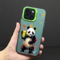 For iPhone 15 Plus Color Ink Frosted PC+TPU Phone Case(Giant Panda)