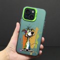 For iPhone 15 Plus Color Ink Frosted PC+TPU Phone Case(Silly Dog)