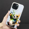 For iPhone 15 Plus Color Ink Frosted PC+TPU Phone Case(Toast Panda)
