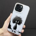 For iPhone 15 Plus Color Ink Frosted PC+TPU Phone Case(Curl Teddy)