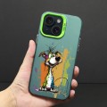 For iPhone 15 Color Ink Frosted PC+TPU Phone Case(Silly Dog)