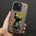For iPhone 15 Color Ink Frosted PC+TPU Phone Case(Frog)