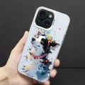 For iPhone 14 Plus Color Ink Frosted PC+TPU Phone Case(Glasses Dog)