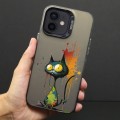 For iPhone 12 Color Ink Frosted PC+TPU Phone Case(Big Eyed Cat)