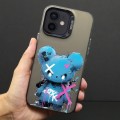 For iPhone 12 Color Ink Frosted PC+TPU Phone Case(Blue Bear)