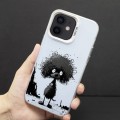 For iPhone 12 Color Ink Frosted PC+TPU Phone Case(Curl Teddy)
