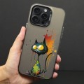 For iPhone 12 Pro Color Ink Frosted PC+TPU Phone Case(Big Eyed Cat)