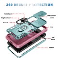 For Samsung Galaxy S24+ 5G Sliding Camshield TPU + PC Phone Case with Holder(Green+Pink)