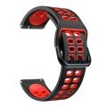 For Samsung Galaxy Watch 6 / 6 Classic Dual-row Hole Two Color Silicone Watch Band(Black Red)