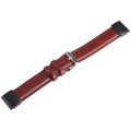 For Garmin Fenix 7 22mm Plain Weave Genuine Leather Watch Band(Wine Red)