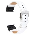 For Garmin Fenix 7 22mm Plain Weave Genuine Leather Watch Band(White)