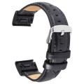 For Garmin Fenix 7S 20mm  Bamboo Joint Texture Genuine Leather Watch Band(Bamboo Black)