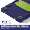 For Samsung Galaxy Tab A9+ / X210 PC Hybrid Silicone Tablet Case with Holder(Navy Blue Lime)