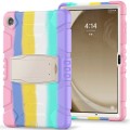 For Samsung Galaxy Tab A9+ / X210 PC Hybrid Silicone Tablet Case with Holder(Colorful Pink)