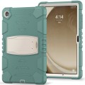 For Samsung Galaxy Tab A9+ / X210 PC Hybrid Silicone Tablet Case with Holder(Emerald Green)