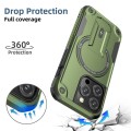 For iPhone 15 Pro Max MagSafe Holder Armor PC Hybrid TPU Phone Case(Army Green)