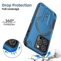 For iPhone 15 Pro MagSafe Holder Armor PC Hybrid TPU Phone Case(Dark Blue)