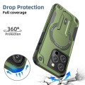 For iPhone 15 Plus MagSafe Holder Armor PC Hybrid TPU Phone Case(Army Green)